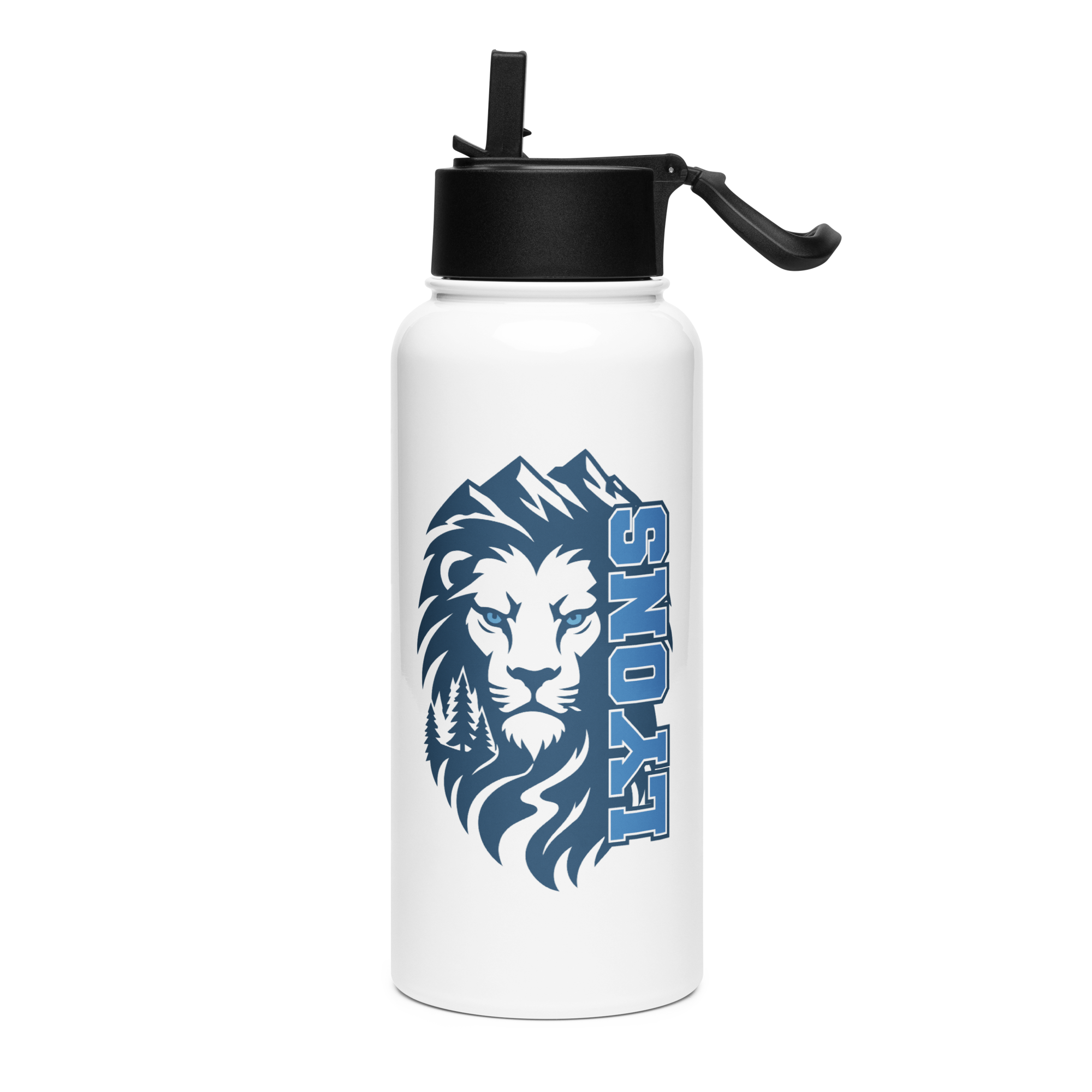 Mountain Stainless steel water bottle with a straw lid