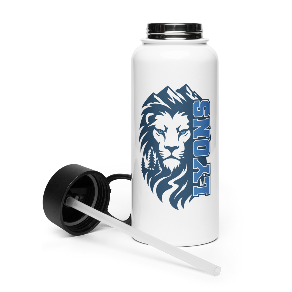 Mountain Stainless steel water bottle with a straw lid