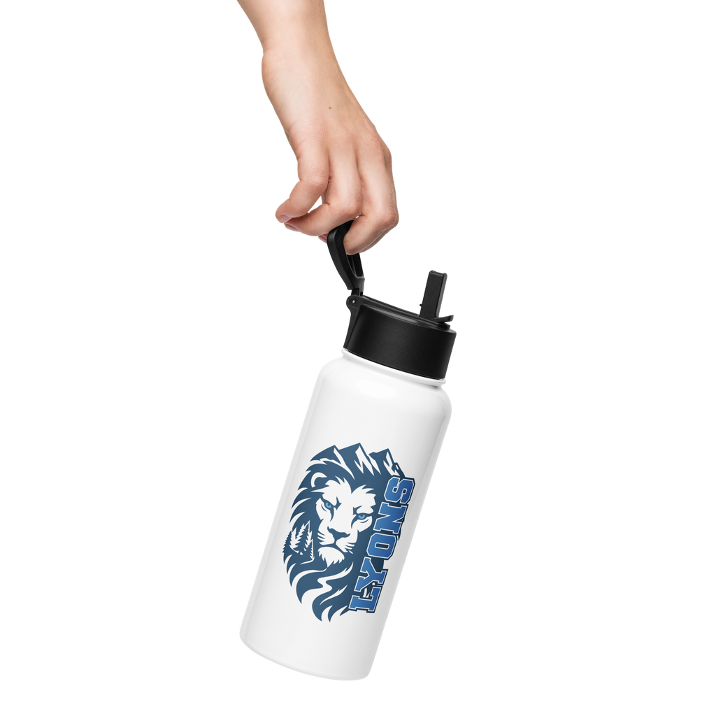 Mountain Stainless steel water bottle with a straw lid