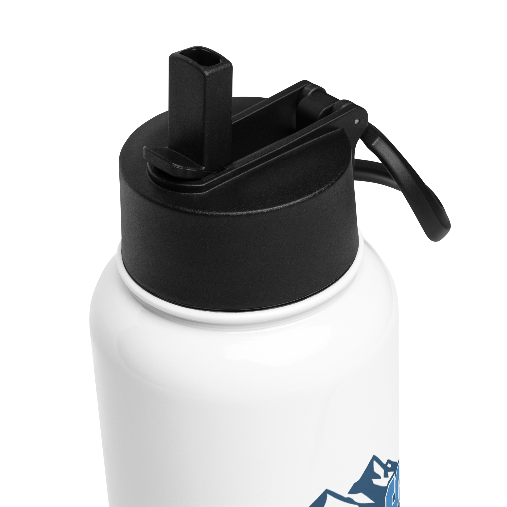 Mountain Stainless steel water bottle with a straw lid